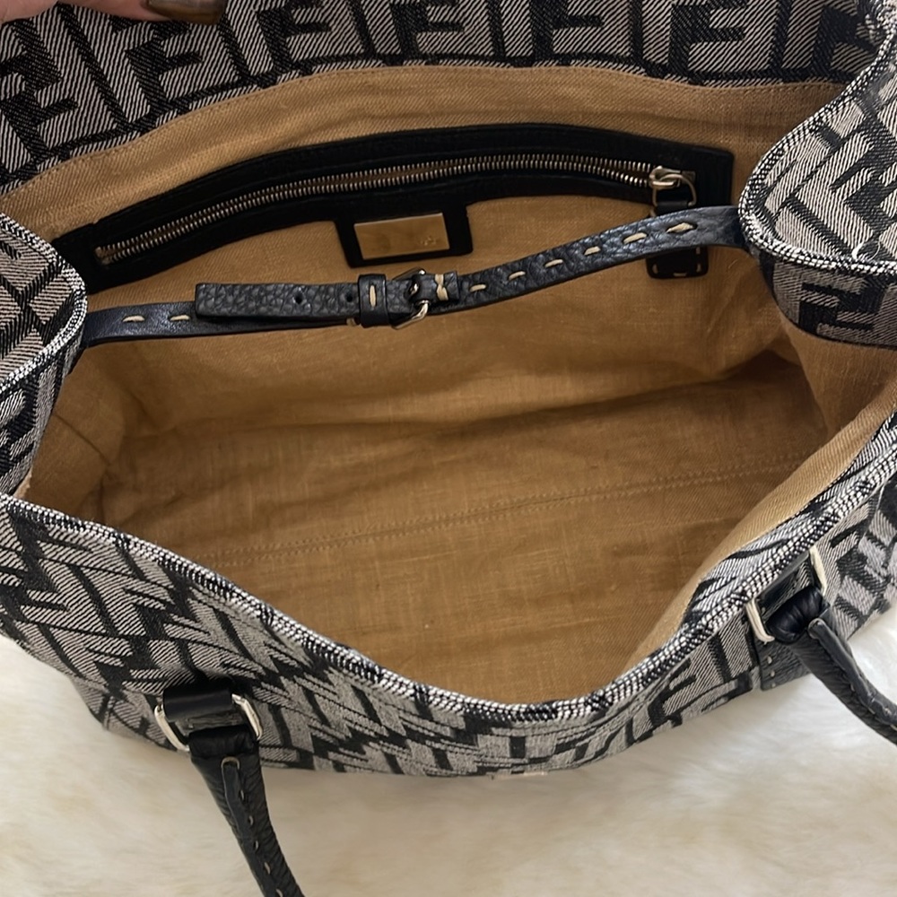 Fendi Zucca Print Black and Gray Shoulder Bag - Picture 6 of 9
